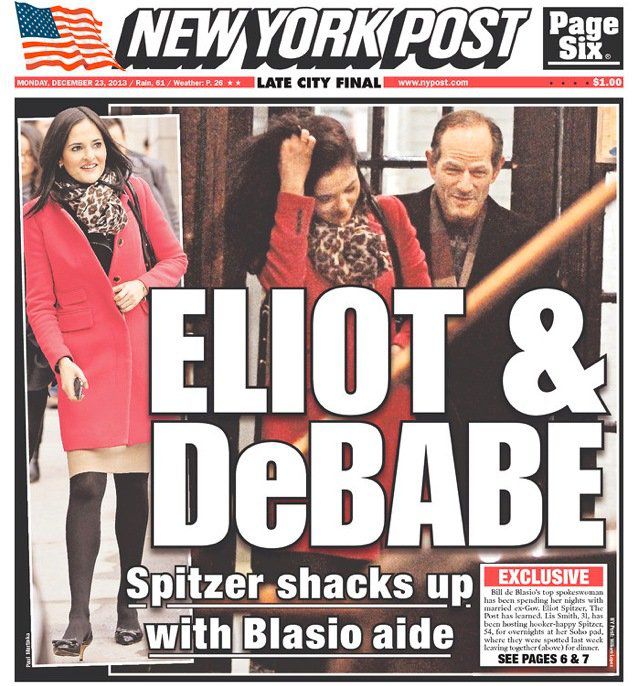 Spitzer on the cover of the NY Post on Monday.<br/>